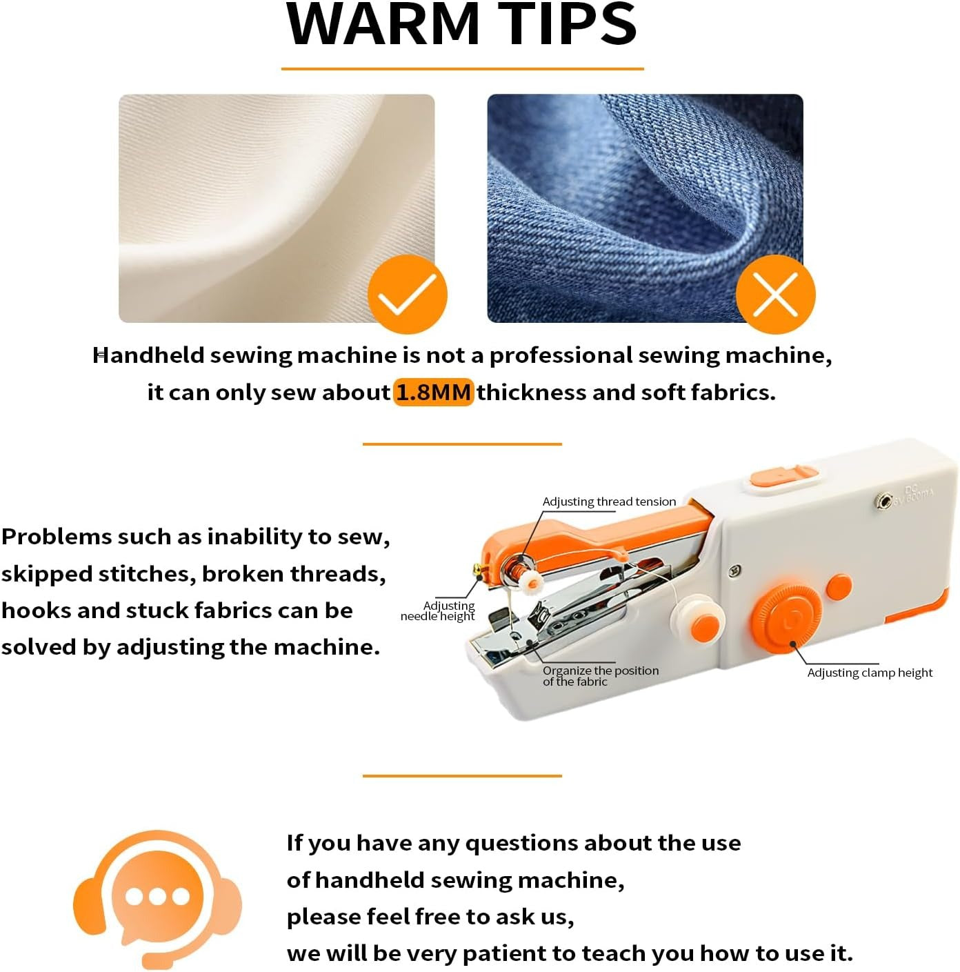 Handheld Rechargeable Sewing Machine